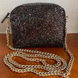 Design Lab Black Glitter Shoulder Bag